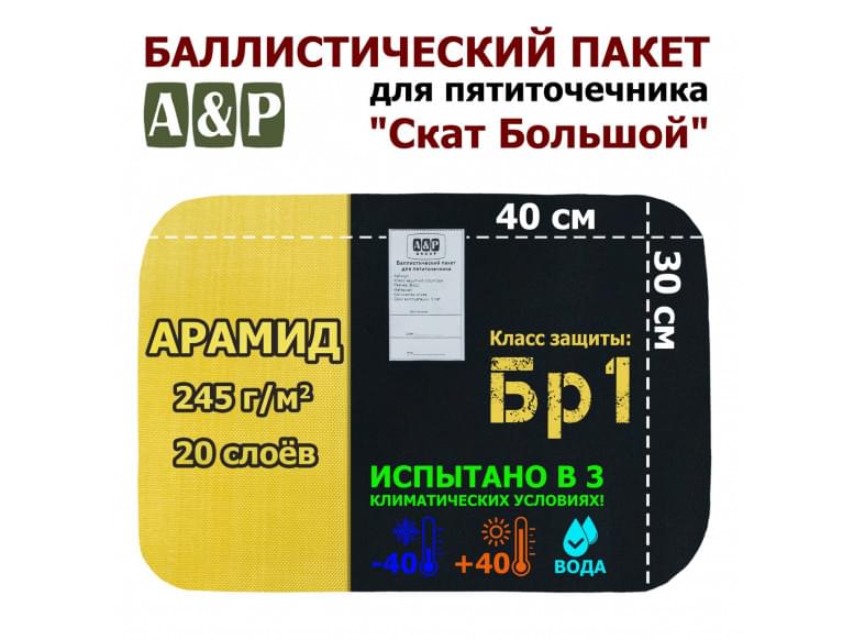 Баллистический пакет для пятиточечника "Скат Большой". Арамид (кевлар). Класс защитной структуры Бр 1.